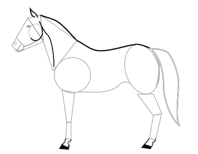 рисование лошади поэтапно, этап 3